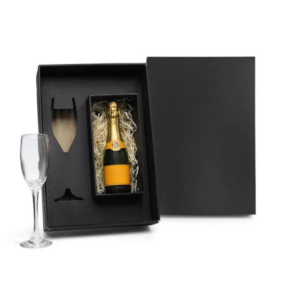 TAÇA DE VIDRO P/CHAMPAGNE 190 ML C/ ESPAÇO P/GARRAFA MINI NÃO ACOMPANHA GARRAFA