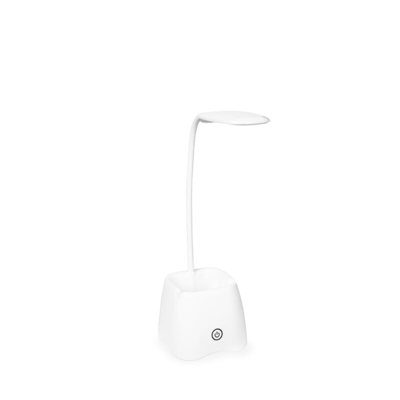 LUMINÁRIA DE MESA LED C/ PORTA-CANETAS RECARREGÁVEL-BCO