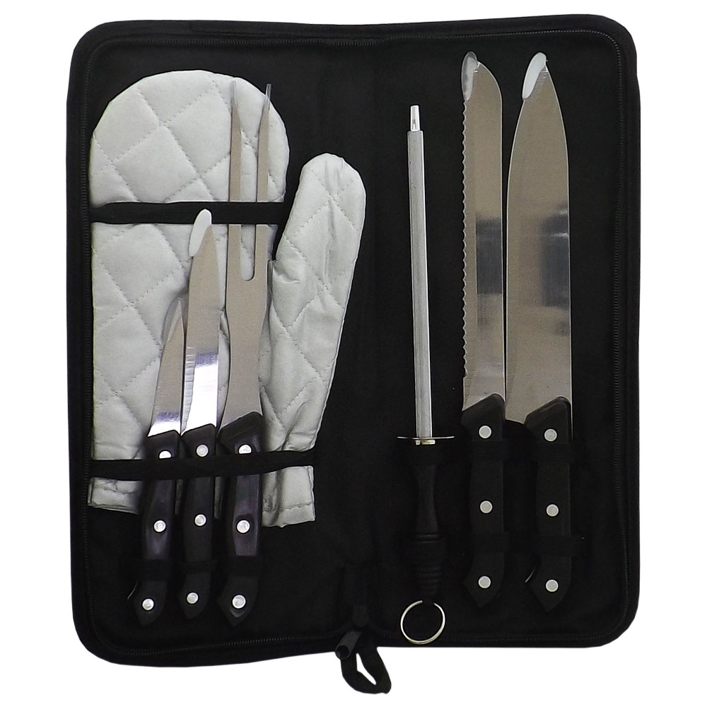 KIT CHURRASCO C/ 7 PEÇAS CABO PRETO - Imagem 2